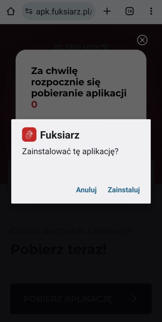 Instalacja aplikacji Fuksiarz